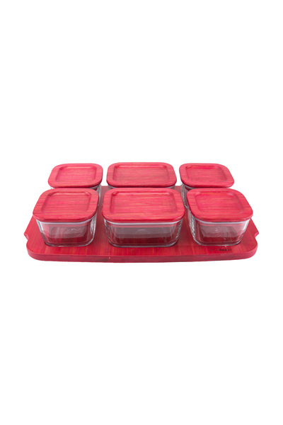Bambum Enzo 13 Piece Glass Breakfast Set Red