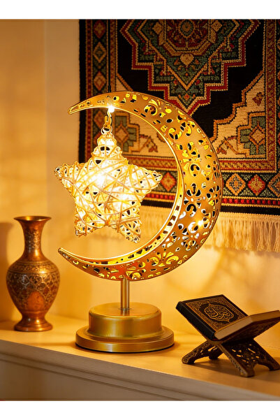 GZYIZHOU Ramadan Lights, Moon & Star Table Lamp, Warm White Lights for Bedroo...