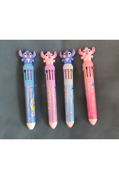 ada çanta kırtasiye 10 Color Writing Ballpoint Pens with Stitch Figure (4 Pie...
