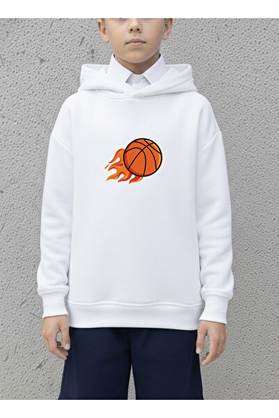 LORVEX سويت شيرت للأولاد مقاس كبير 100% قطن - مطبوع عليه كرة السلة الطائرة بر...