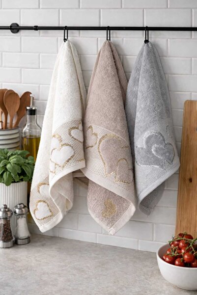 Mela Home Hearted 30*50 cm 6-Piece Kitchen Towels - Hand and Face Towels - Dr...