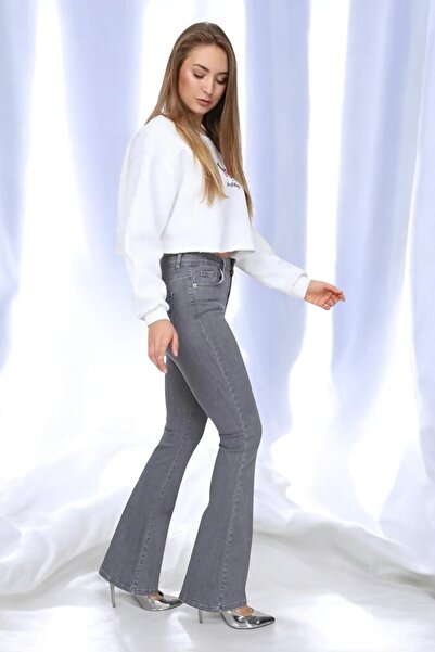 Livik Pantaloni din denim pentru femei Marion Grey, cu talie înaltă, din Lycr...