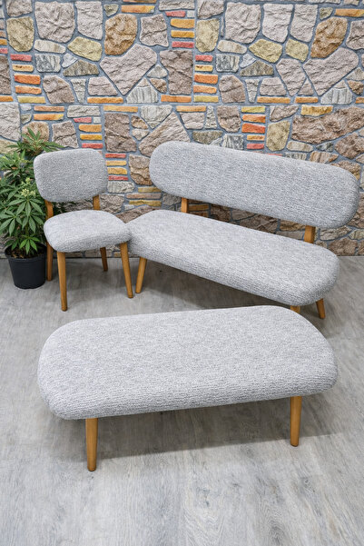 kılıfteks Bench, Pouf 1 Piece and Apple 2 Piece Jacquard Set