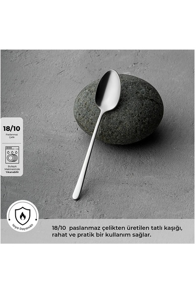 Emsan Titan 12 Adet Tatlı Kaşığı 18/10 Paslanmaz Çelik 2,5 mm