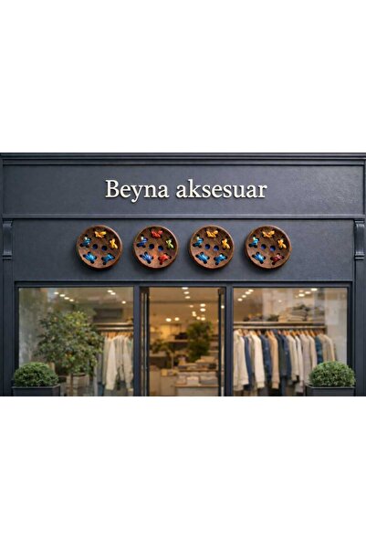 beyna aksesuar ألواح خشبية طبيعية بنية اللون مع خيوط ملونة، 2.5 سم، زر واحد، ...