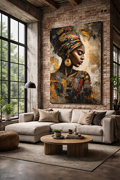 My canvas Afrikalı Kadın Portre Kanvas Tablo – Etnik Modern Loft Duvar Dekoru...