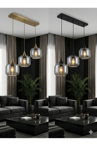 Luzmar Aydınlatma Bal Tuna Cam Avize BAL -FÜME Tonlu Modern Dekoratif Salon A...