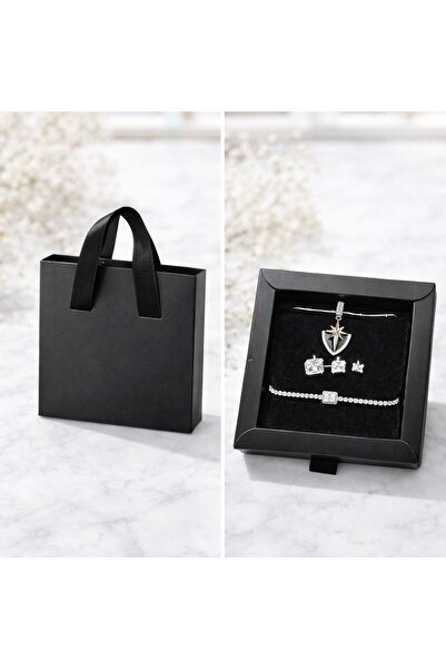 Ascera Denge Seti – Kıkırdak Küpe, Taşlı Bileklik & Çelik Kuzey Yıldızı Kolye...