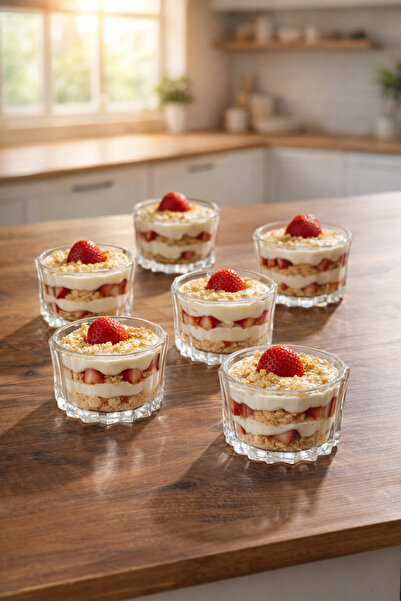 Porsima Tulin 6lı Cam Kase Puding Tatlı Ve Dondurma Kasesi Kahvaltılık Kase S...