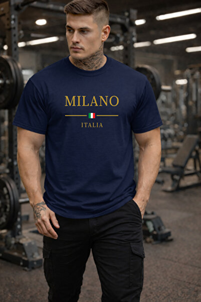 DEEPSENCE Navy Blue 100% Cotton T-Shirt Milano Logo