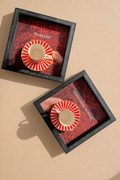 DEKORMED 2-Person Concept Written Coffee Tray/ Friend Tray/ Gift Tray