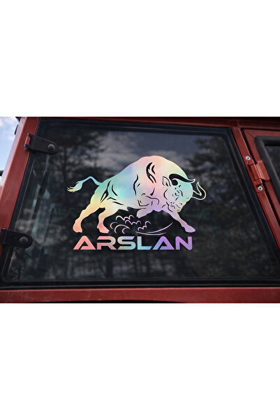 UNİFOLL Arslan Boğa Figürlü Araba Arka Cam Sticker | Kişiye Özel İsimli Oto C...