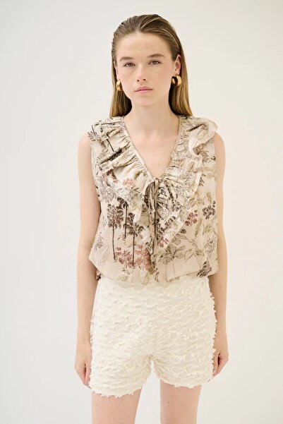 Cherryblue Women's blouse FANTASIA with print and ruffles