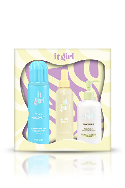 It Girl 3'lü Hediye Seti-Duş Köpüğü,Body Mist,Vücut Losyonu-Cozy Coconut-Mono...
