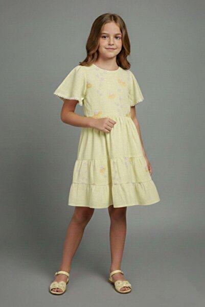 Pina Kids Дівчача сукня з коротким рукавом, з квітковим принтом і сумкою