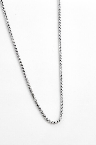 Kitsuné Men Stainless Steel Wheat Chain Necklace, Silver