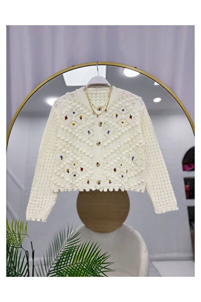 YEDİLALE Dirt Flower Knitted Cardigan [Standard Size Suitable for Size Range ...