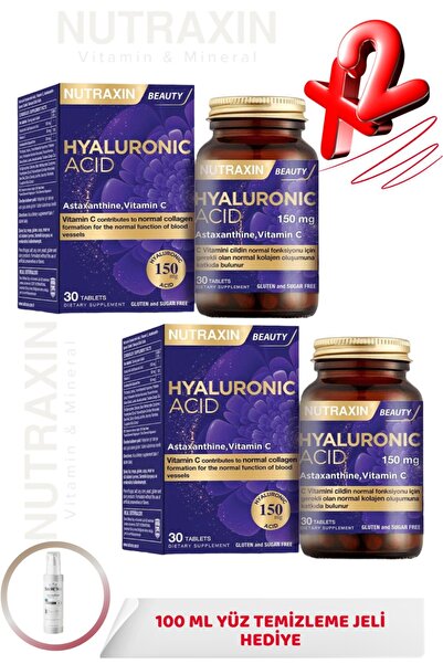 Nutraxin Hyaluronic Acid C Vitamini Astaksantin 60 Tablet 2 ADET + 100ml Yüz ...