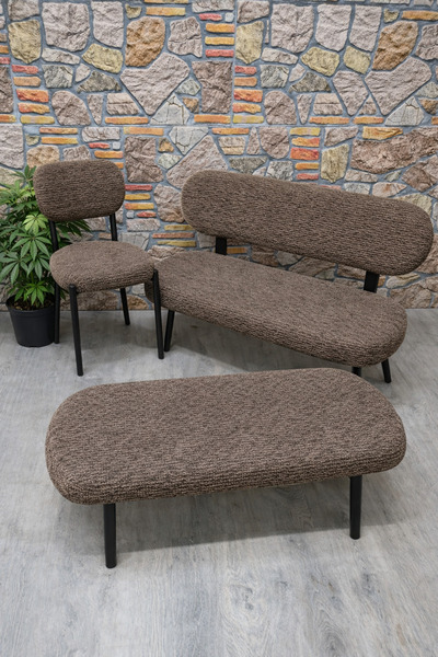 kılıfteks Bench, Pouf 1 Piece and Apple 2 Piece Jacquard Set