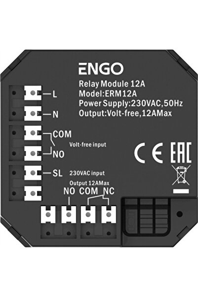 Engo Releu inteligent T9ERM12A, 230 V, 12 A, Negru