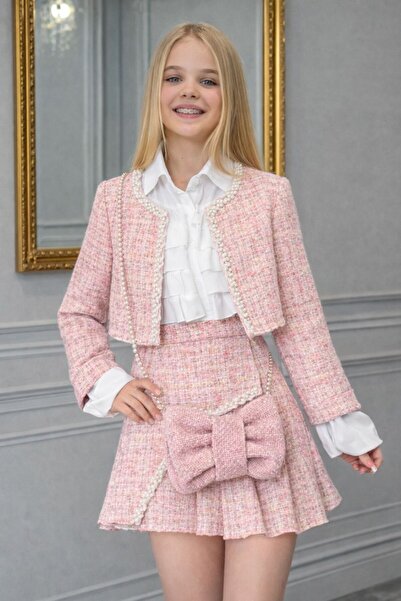 ipekkids Girls' Clothing Ruffled Shirt Skirt Jacket Bag 4 Piece Combination