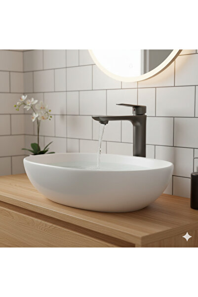 KAVİTİCARET Antrasit Gri Çanak Lavabo Bataryası