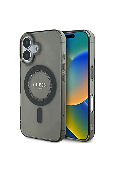 Guess Case for iPhone 16 Plus - IML Rhinestones MagSafe (GUHMP16MPFTDTEK) - B...