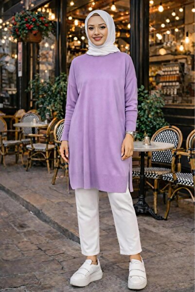 MEİLİN Crew Neck Mercerized Casual Knitwear Tunic