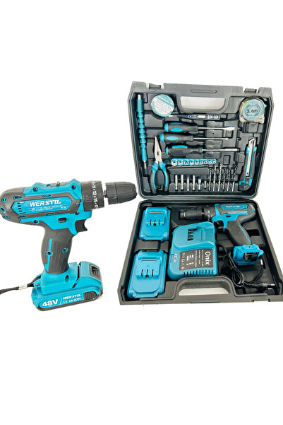 Generic Set burghiu fără fir cu impact și 2 baterii 48V 5Ah + 30 accesorii