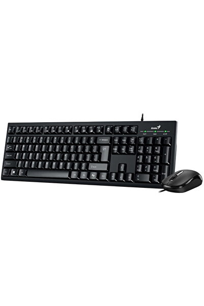 GENIUS KM-100SE Keyboard with Wired Mouse, 1200 dpi, Black