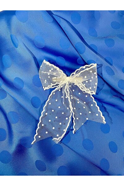 D&GSEWİNGSHOP Beyaz Puantiyeli Fiyonk/Kurdele Toka