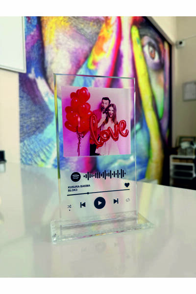 MERTKRİSTAL Spotify Barkodlu Cam Plak, Kişiye Özel Fotoğraflı Spotify Şarkı B...