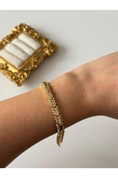 Charmist Çelik gold zirkon kılçık bileklik