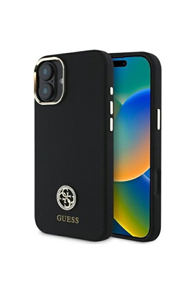 Guess iPhone 16 Case - Silicone Logo Strass 4G (GUHCP16SM4DGPK) - Black