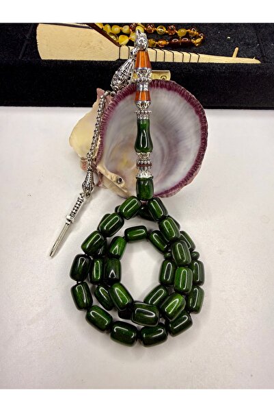 İskenderun Tesbihcilik Nakkaş İmame Silvery Colorful Crimped Amber Prayer Beads