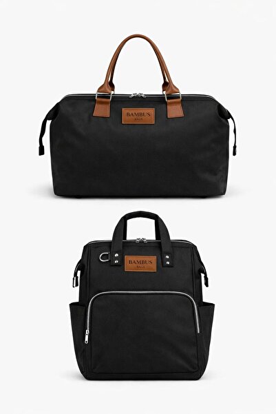 Bambus 2'li Set Anne Bebek Bakım Sırt Çantası El Ve Omuz Çantası