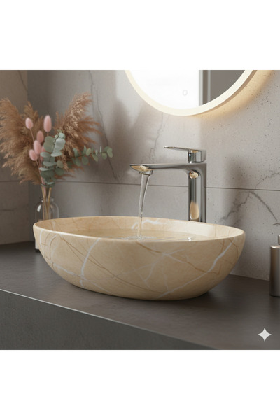 KAVİTİCARET Krom Çanak Lavabo Bataryası, Yüksek Lavabo Musluğu