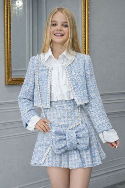 ipekkids Girls' Clothing Ruffled Shirt Skirt Jacket Bag 4 Piece Combination