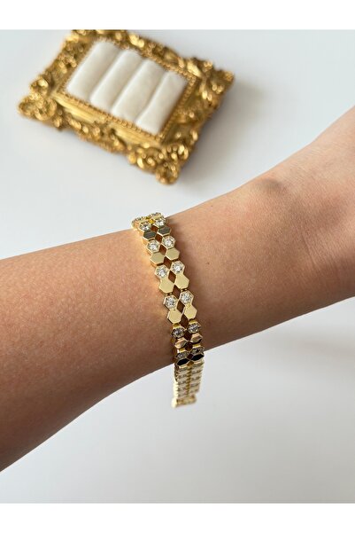 Charmist سوار من الفولاذ بتصميم خاص على شكل خلية نحل بصفين