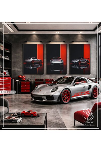 Tablomtr Redline GT - Dijital Baskılı Siyah Metal Çerçeveli Gerçek Camlı 3'lü...