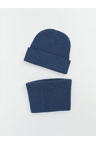 LC Waikiki Lcw Accessories Blue Boy's Knitwear Beanie and Neck Warmer