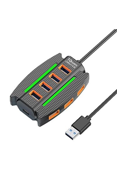 TAPLIN USB Hub 10 Port 1.2 m - Siyah