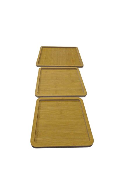 CENGİZ ÇEYİZ Ahşap Kare 3'lü Sunum Tabağı BS2322