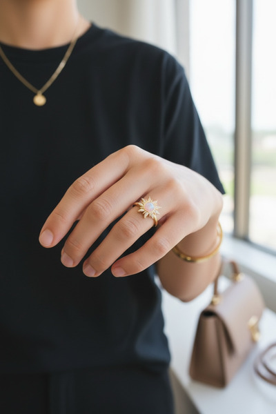 Emkaccessories Pembe Kuvars Çelik Yüzük