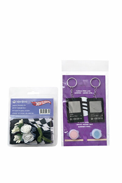 Others Sevgiliye Özel Parmak İzi Tasarımlı 2'li Anahtarlık Seti - Spotify Bar...