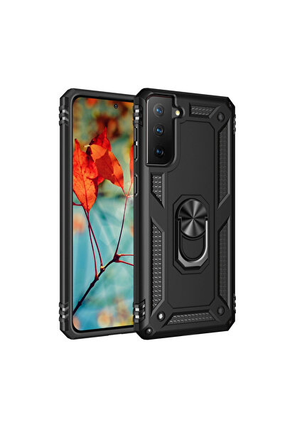 eco port Samsung Galaxy S21 Case Sofia Silicone Cover with Ring - Black