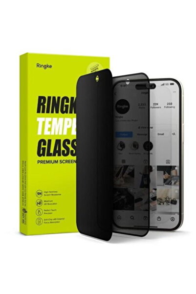 Ringke iPhone 15/16 Screen Protector Easy Slide Privacy Tempered Glass 9H wit...