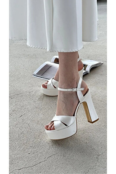 stoneclass Pantofi de mireasă cu platformă și toc gros de 13 cm, tip wear-and...