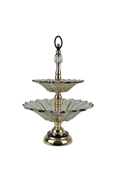 Generic Two-Tier Glass Serving Stand with Luxury Gold Base