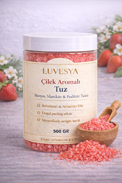 luvesya Çilek Aromalı Banyo, Manikür & Pedikür Tuzu – Rahatlatıcı & Arındırıc...